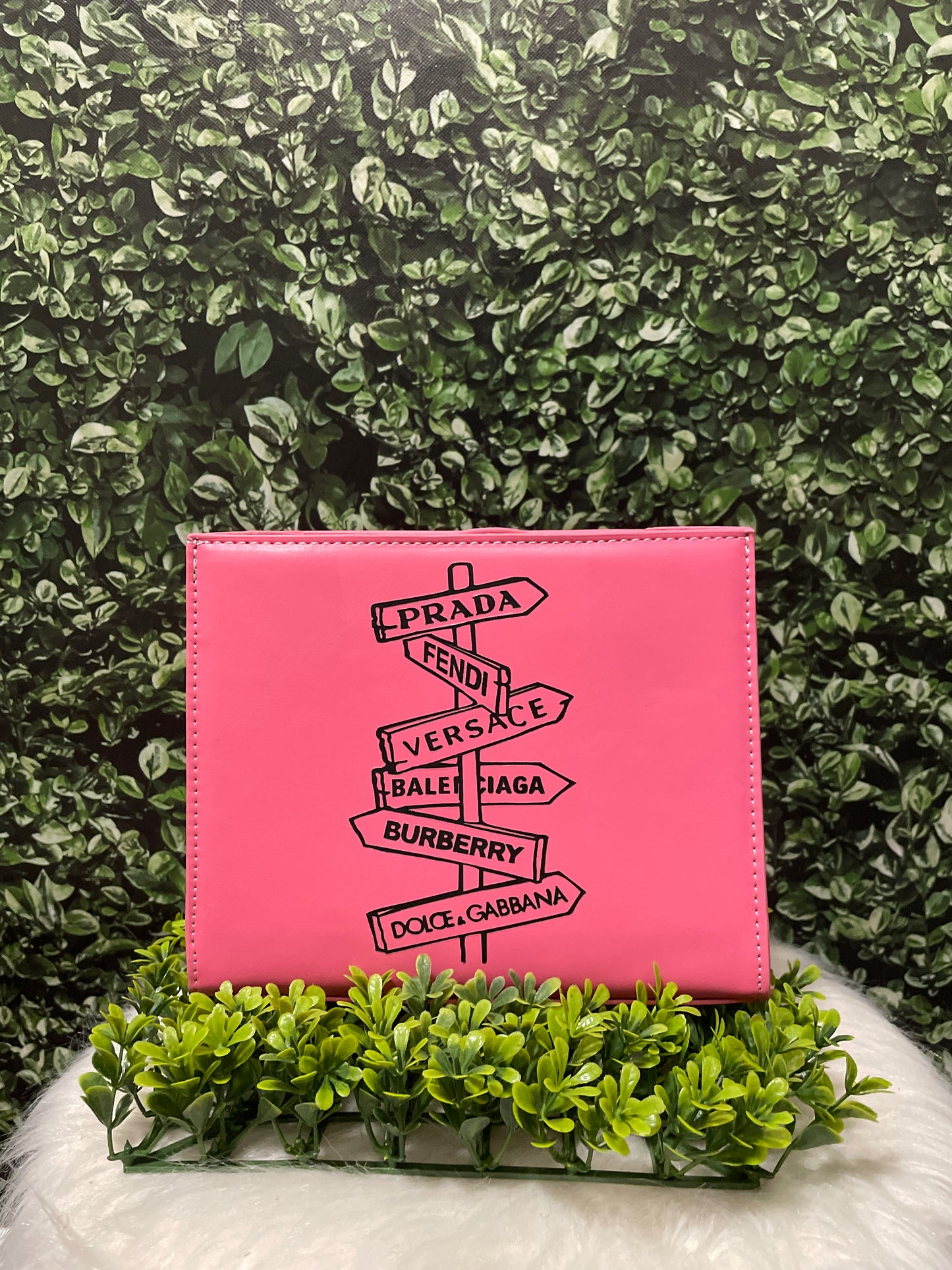 Pink designer destination (mini) tote bag