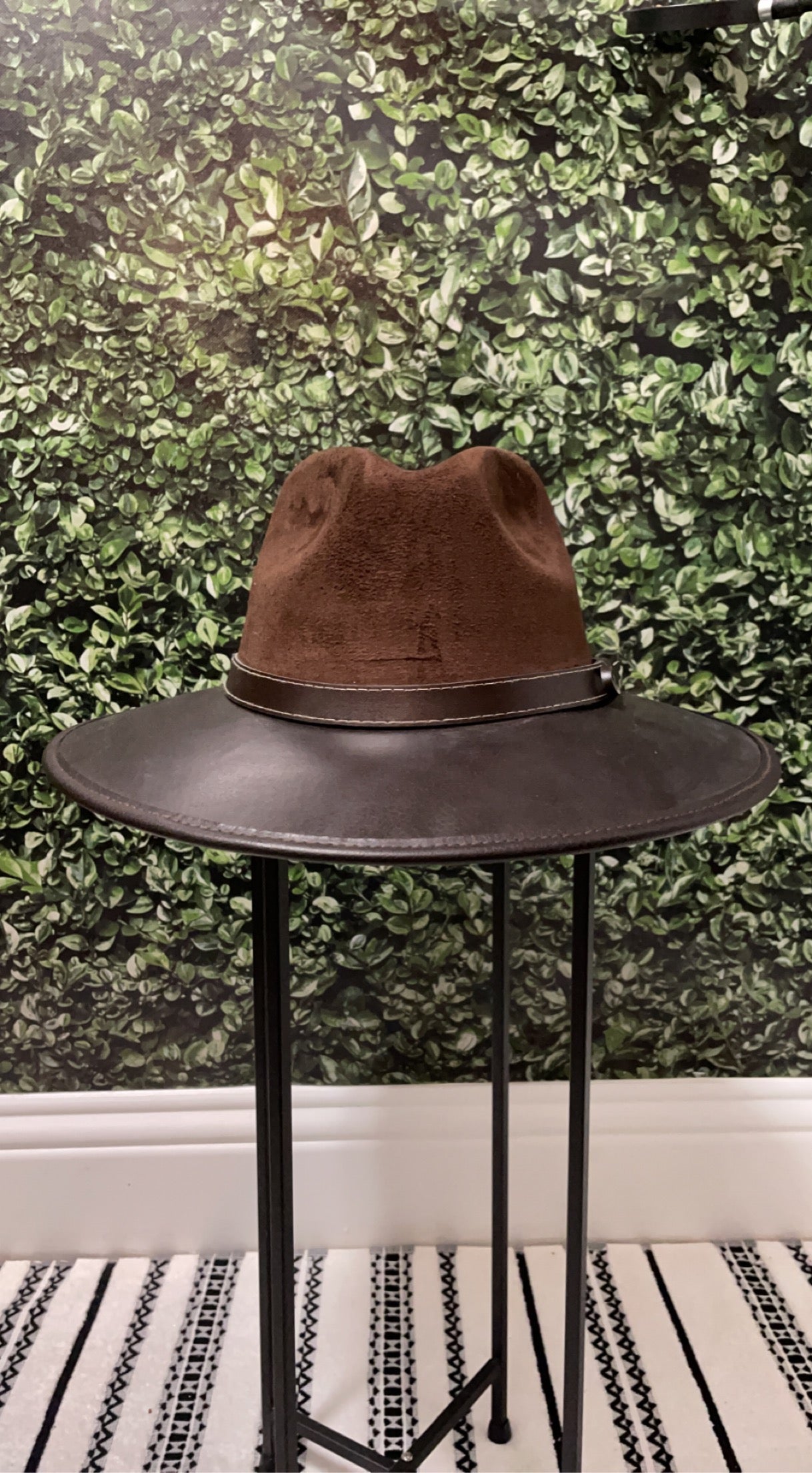 Brown leather Fedora