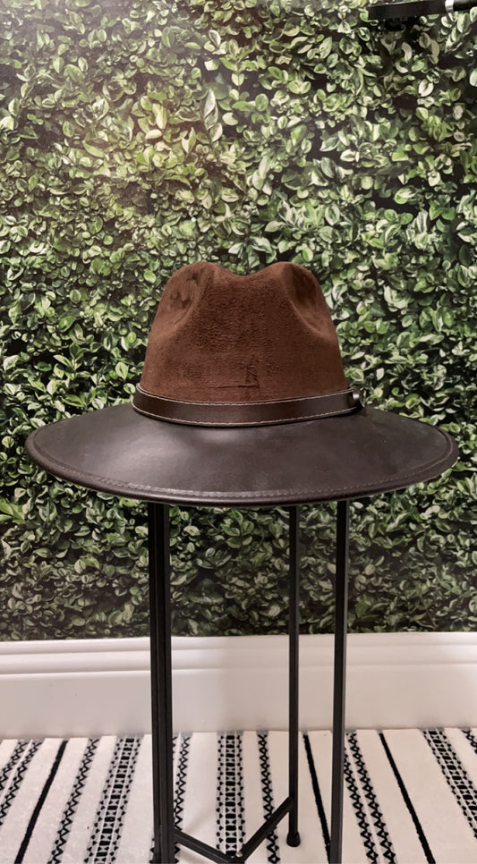 Brown leather Fedora