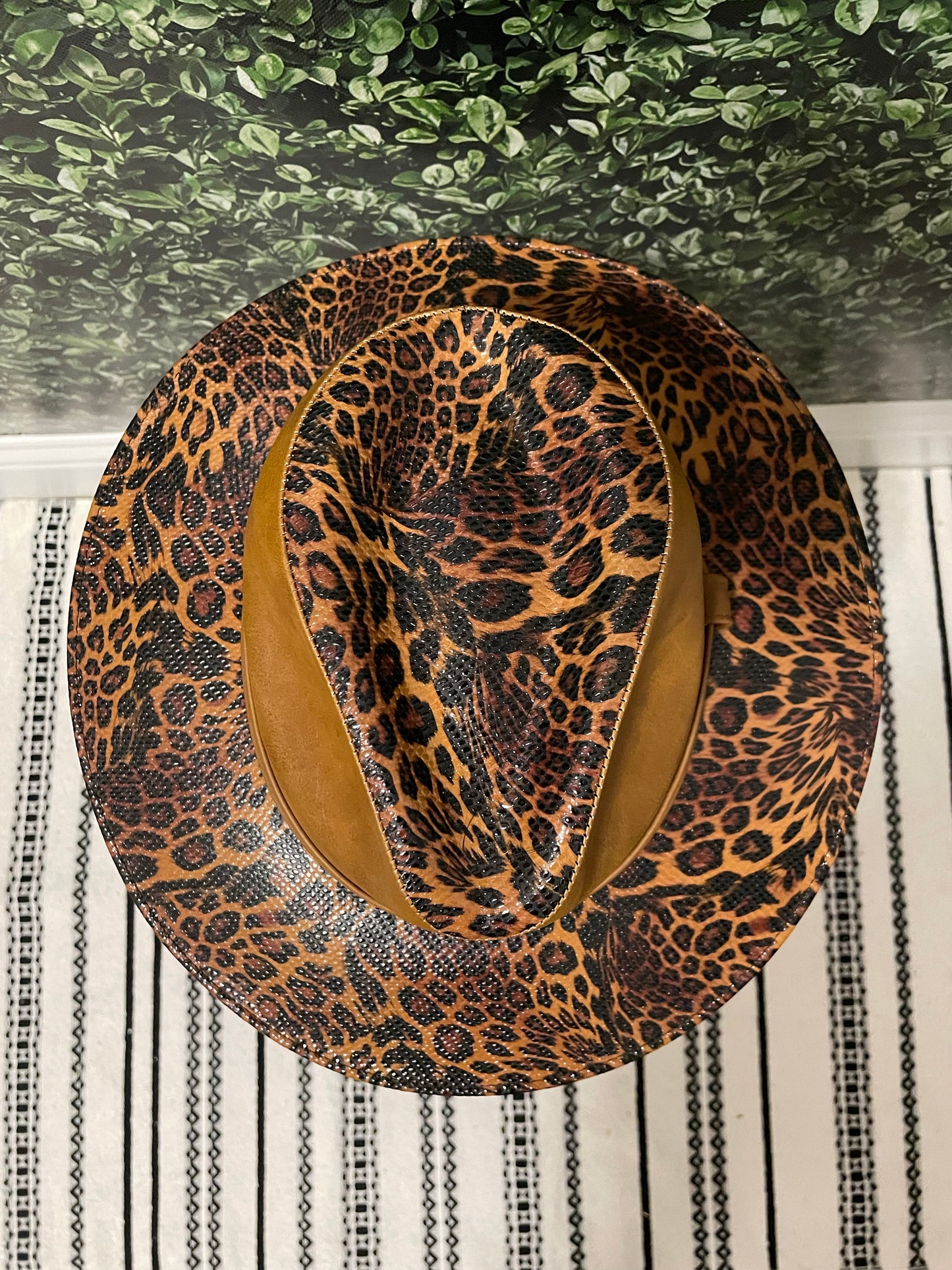 Brown leopard print fedora