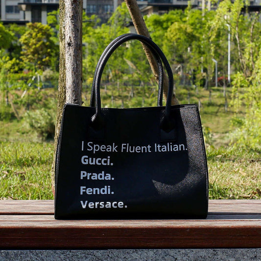 Black I speak fluent Italian tote bag