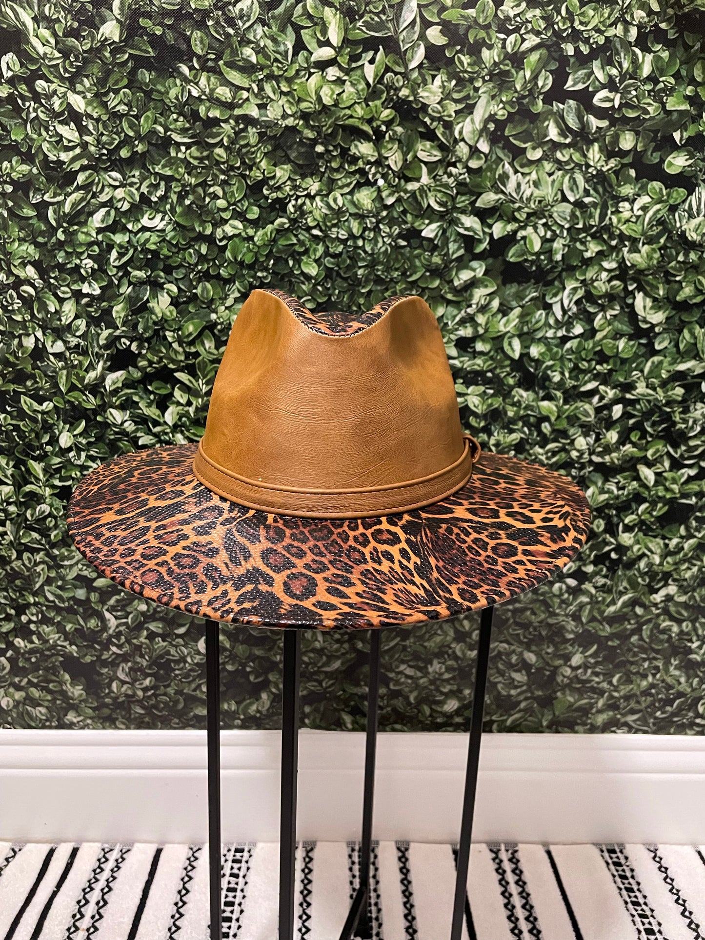 Brown leopard print fedora