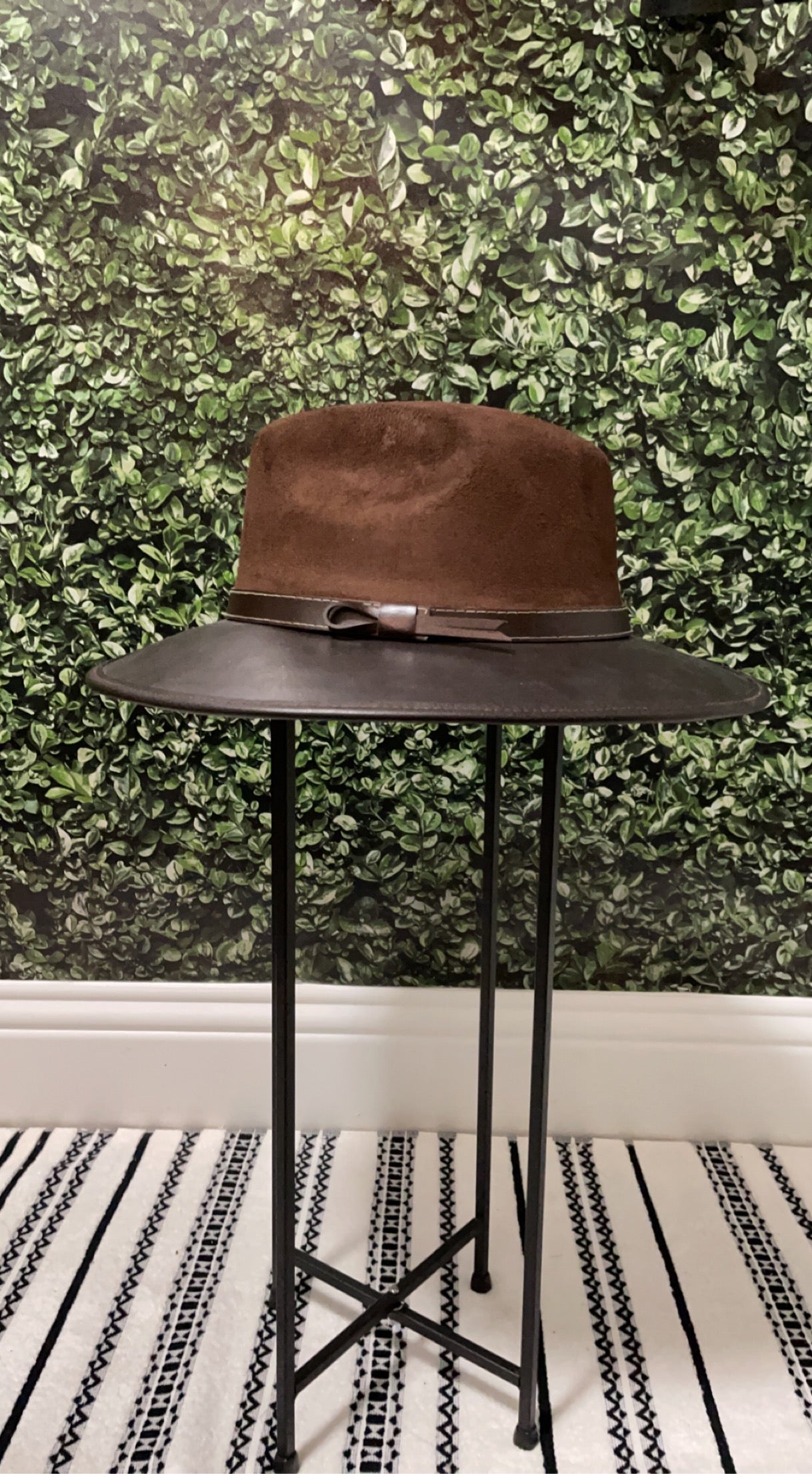 Brown leather Fedora