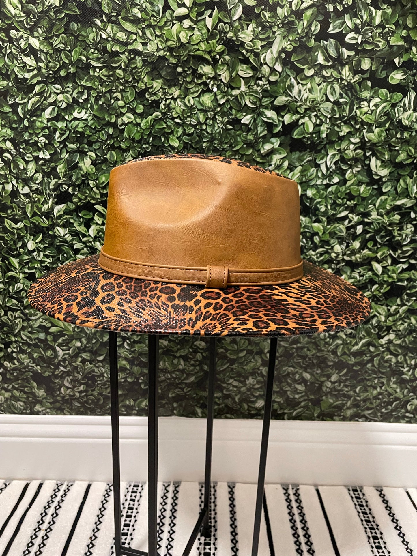 Brown leopard print fedora